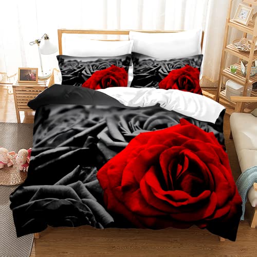 Bettwäsche Set Blumen Farbe Mehrere Farben und Stile Bettbezug Mit Reißverschluss und Kissenbezug (Stil 6,135 * 200cm+80 * 80 * 1) von Andrui.