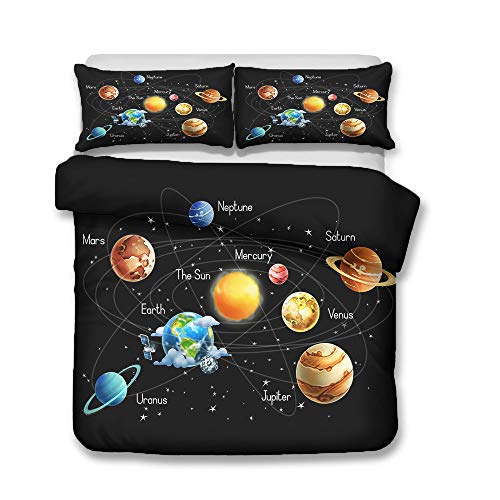 Kinder Bettwäsche Set Astronaut Universum Weltraumastronaut Bunt Bettbezug Set Jungen Mädchen Mikrofaser mit Reißverschluss und Kissenbezug (Stil 7, 135 x 200 cm) von Andrui