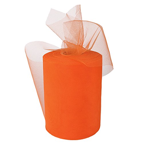 Andux Tüllstoff Tülldekostoff für Kleidung Deko Hochzeit Party Hochzeit Party Auto Dekoration 6 '' X 100 Yards HLBJS-02 (Orange) von Andux