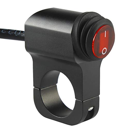 Andux Zone Lenker Scheinwerferschalter 25mm mit Kontrollleuchte für Motorrad SBKG-01 (Schwarz, Wasserdicht 16A) von Andux