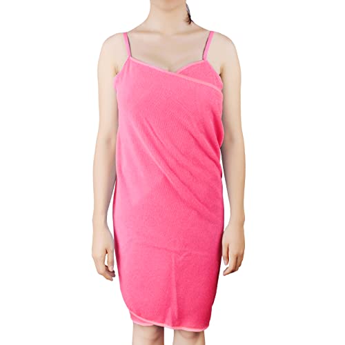 Andux Zone Wearable Badetuch Bademantel Duschtuch Spa Strand Schwimmen Microfaser Weich Saugfähig Handtuch 70 x 140 cm DDYJ-01 (Rose Red) von Andux