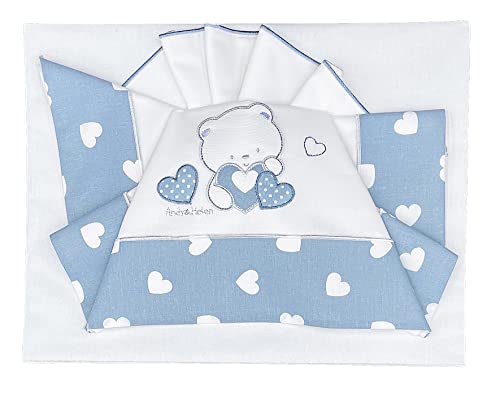 ANDY & HELEN Bettwäsche-Set für Kinderwagen, Bestickt + Spannbettlaken mit Gummibändern und Kissenbezug, hellblau ANDY & HELEN Bettwäsche-Set für Kinderwagen, Bestickt + Spannbettlaken mit Gummibändern und Kissenbezug, hellblau von ANDY & HELEN