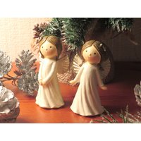 Weihnachtsdeko Engelchen in Weißen Kleidchen, Im 2Er-Set Oder Einzeln von AndysKunstatelier