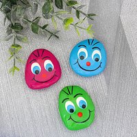 Schmunzelstein 3Er - Set Für Geburtstag Geschenk Hochzeit Tischdeko Glücksbringer Handschmeichler Glücksstein Kindergartenabschied Schüler von AndysSteinwelt