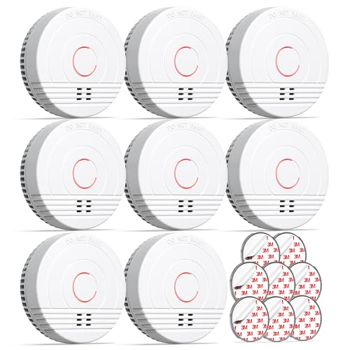 Rauchmelder Batterie Austauschbar Feueralarm mit Fotoelektrischem Sensor Rauchwarnmelder Set mit Magnethalterung DIN EN14604 von Andyssey