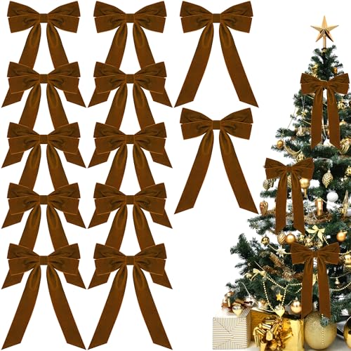 Aneco 12 Stück Samtschleifen, Weihnachtsschleifen, Baumschmuck, Vintage-Weihnachtsschleifen für Bastelarbeiten, Geschenkverpackungen, Haargirlande, Kranz, florale Feiertagstürdekorationen (22,9 x 33 Aneco 12 Stück Samtschleifen, Weihnachtsschleifen, Baumschmuck, Vintage-Weihnachtsschleifen für Bastelarbeiten, Geschenkverpackungen, Haargirlande, Kranz, florale Feiertagstürdekorationen (22,9 x 33 von Aneco