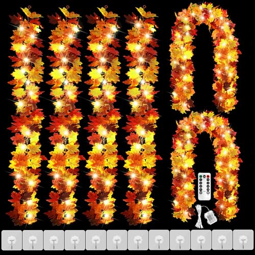 Aneco 6 Stück 15 m je Ahornblätter-Girlanden mit 8 Beleuchtungsmodi, LED-Lichterkette, künstliche Ahornblätter, Herbstdekorationen für Zuhause, Innen- und Außenbereich, Thanksgiving Aneco 6 Stück 15 m je Ahornblätter-Girlanden mit 8 Beleuchtungsmodi, LED-Lichterkette, künstliche Ahornblätter, Herbstdekorationen für Zuhause, Innen- und Außenbereich, Thanksgiving von Aneco