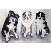 Multi Tierportrait Handgemaltes Aquarell Hundeportrait von AnellHappyWatercolor