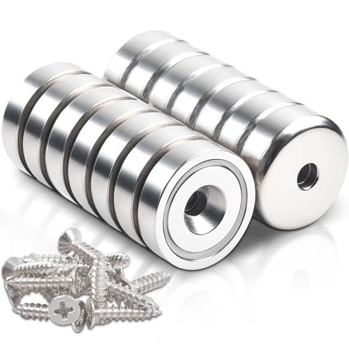 14 Stück Magnete Stark mit Loch 10KG Kraft 16x5mm, Neodym Magnet mit Loch Magnete Rund Neodym Magneten Extra Stark Magnet zum Anschrauben Senkkopf-Topfmagnet mit Schrauben von Anelueeoo