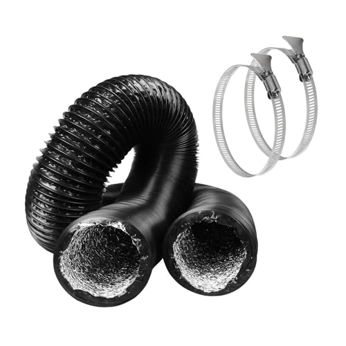 Anevios Abluftschlauch Ø100mm Länge 6m Schwarz Flexibel PVC Alurohr Schlauch Aluminium Aluflexschlauch mit 2 Schlauchschelle Edelstahl für Klimaanlagen Wäschetrockner Abzugshaube Anevios Abluftschlauch Ø100mm Länge 6m Schwarz Flexibel PVC Alurohr Schlauch Aluminium Aluflexschlauch mit 2 Schlauchschelle Edelstahl für Klimaanlagen Wäschetrockner Abzugshaube von Anevios