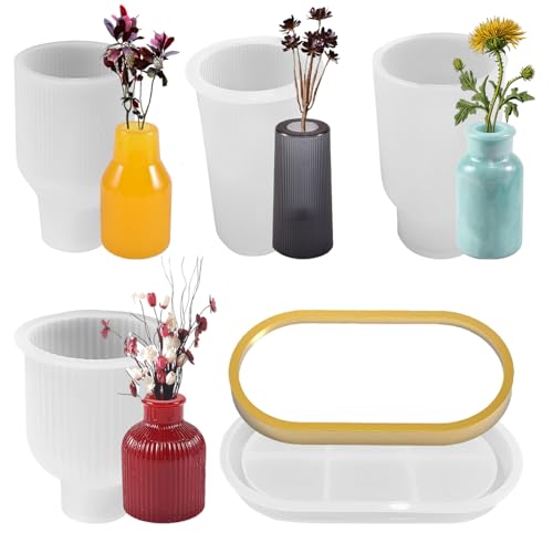 Anevios 5 Stück Vase Silikonform Epoxidharz Formen Moulds Gießformen Silikon Vase Raysin Gießformen DIY Blumenvasen Silikonformen Gießformen zur Herstellung Blumenvasen Dekorativen Ornamenten Anevios 5 Stück Vase Silikonform Epoxidharz Formen Moulds Gießformen Silikon Vase Raysin Gießformen DIY Blumenvasen Silikonformen Gießformen zur Herstellung Blumenvasen Dekorativen Ornamenten von Anevios