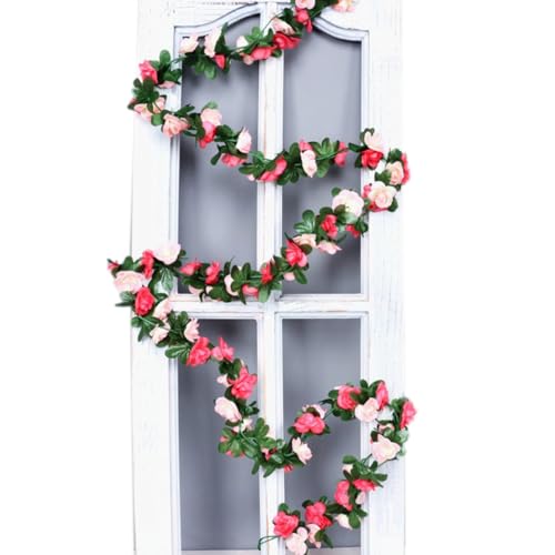 1 Stück Künstliche Rosenrebe Blumengirlande, 250cm Deko Rosengirlande, Gefälschte Rosenranken Seidenblumen Hängend, Kunstblumen Girlande für Hochzeit, Garten, Wand Dekoration,Rosenrot Hellrosa 1 Stück Künstliche Rosenrebe Blumengirlande, 250cm Deko Rosengirlande, Gefälschte Rosenranken Seidenblumen Hängend, Kunstblumen Girlande für Hochzeit, Garten, Wand Dekoration,Rosenrot Hellrosa von Anevous
