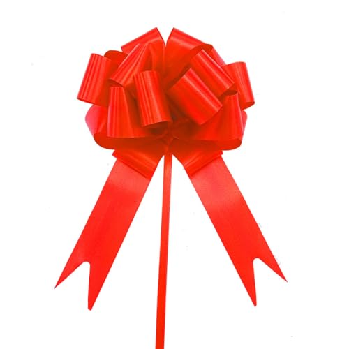 20 Stück Große Geschenkschleife, 20cm Große Geschenk Schleife, Geschenkbänder Ziehschleife, Dekoschleife für Basteln Hochzeit Geburtstag, Geschenkverpackung, Auto Deko,Rot von Anevous