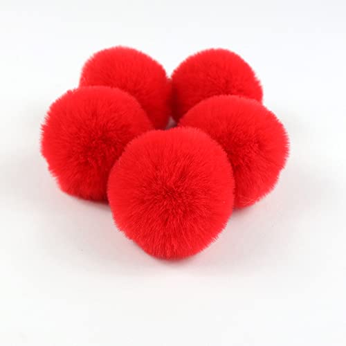 Anevous 10 Stück Pompon zum Basteln, 4 cm Pom Poms Kunstfell Bommel Dekorieren Pompons Fluffy Fellbommel für Weihnacht Geburtstag Hochzeit Party Dekorationen, DIY Nähen Kreativen Handwerk,Rot von Anevous
