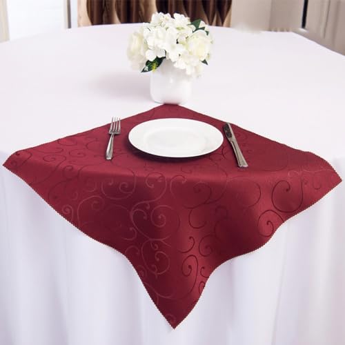 Anevous 2 Stück 48x48cm Jacquard Stoffservietten, Damast Muster Servietten, Weich Waschbare Serviette, Wiederverwendbare Stoffservietten für Familienessen Hochzeiten Partys Restaurant,Weinrot von Anevous