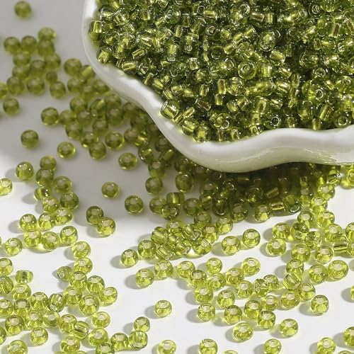 Anevous 2000 Stück 2mm Perlen zum Auffädeln, Glas Perlen für Armbänder, Lose Beads, Bastelnperlen Schmuck für DIY Halsketten, Handwerk Deko Schmuckherstellung, Armbänder,Hellgrün von Anevous