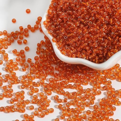 Anevous 2000 Stück 2mm Perlen zum Auffädeln, Glas Perlen für Armbänder, Lose Beads, Bastelnperlen Schmuck für DIY Halsketten, Handwerk Deko Schmuckherstellung, Armbänder,Orange von Anevous