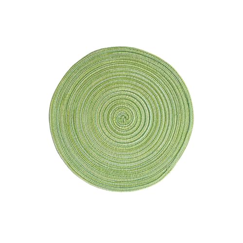 Anevous 2er Set Runde Platzsets, 30cm Baumwolle Tischmatten, Abwaschbar Geflochten PlatzdeckchenTischsets, Platz Matten Hitzebeständig für Hochzeit, Party, Esszimmer, Küche,Grün von Anevous