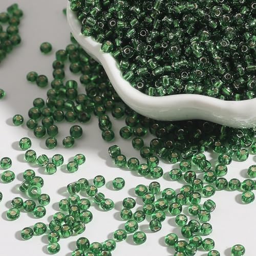 Anevous 300 Stück 4mm Perlen zum Auffädeln, Glas Perlen für Armbänder, Lose Beads, Bastelnperlen Schmuck für DIY Halsketten, Handwerk Deko Schmuckherstellung, Armbänder,Dunkelgrün von Anevous