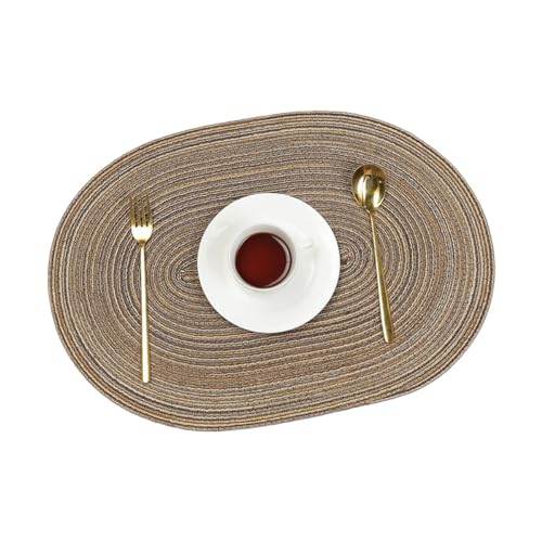 Anevous 4 Stück Ovale Gewebte Tischsets, Abwaschbar rutschfest Platzset, 50 x 35 cm Hitzebeständigem Platzdeckchen, Telleruntersetzer Deko für Esstisch, Küche, Restaurant,Braun Anevous 4 Stück Ovale Gewebte Tischsets, Abwaschbar rutschfest Platzset, 50 x 35 cm Hitzebeständigem Platzdeckchen, Telleruntersetzer Deko für Esstisch, Küche, Restaurant,Braun von Anevous