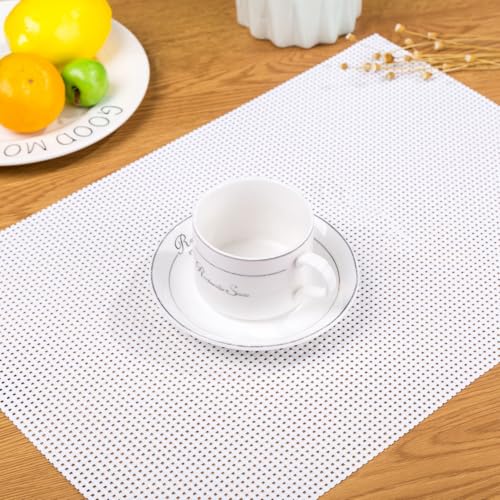 Anevous 4er Set Tischsets Abwischbar, PVC Abgrifffeste Hitzebeständig Platzset, 45x30cm rutschfest Platzsets, Platzdeckchen Abwaschbar für Speisetisch Zuhause Küche Restaurant Hotel,Weiß von Anevous