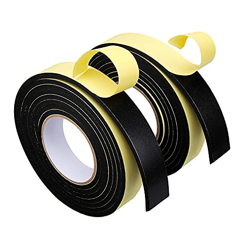 Dichtungsband Selbstklebend, Einseitiges Schaumstoffband, 2mm(D)/5m(L) Moosgummi Selbstklebend Selbstklebendesband für Tür Fenster, Anti-Kollision, Schalldämmung,Schwarz 35mm von Anevous