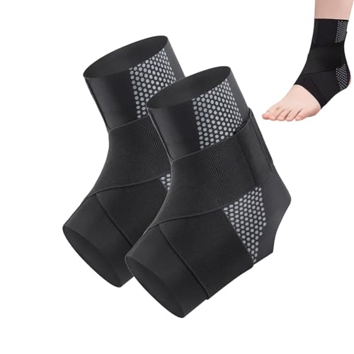 Amalios Sprunggelenk Bandage – Knöchelbandage mit Kompression, Schutz & Stabilisierung – Atmungsaktive Fußgelenkstütze für Sport & Alltag (Schwarz,L) von AngLink