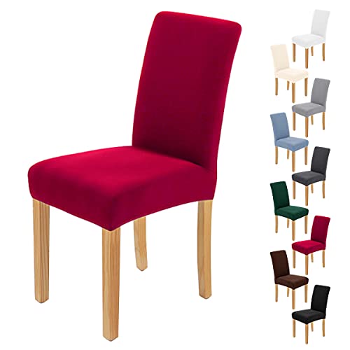 AngLink Elastischer Stuhlbezug 4 Stück, Stuhlhusse Stretch Bordeaux, Stuhlhussen Elastisch Abnehmbare Waschbar Stuhlbezug Langlebig Universal, für Esszimmer, Hotel, Bankett, Hochzeit, Partys Deko von AngLink