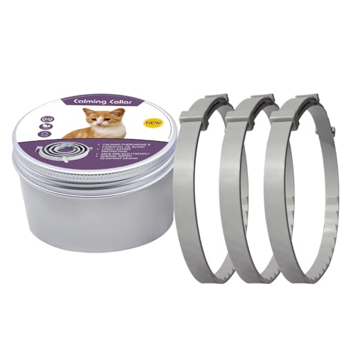 AngLink Pheromone Beruhigungs-Halsband Tier-Herzen 3er-Pack (Katze (38cm),Grau) von AngLink