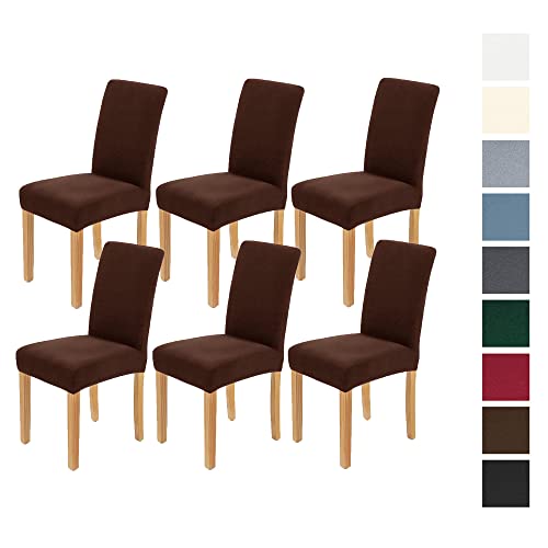 AngLink Stuhlhussen 6er Set Braun - Stretch Stuhlbezug Waschbar Langlebig Universal Stuhl Hussen für Bankett Hotel Küche Restaurant Haus Hochzeit Deko von AngLink