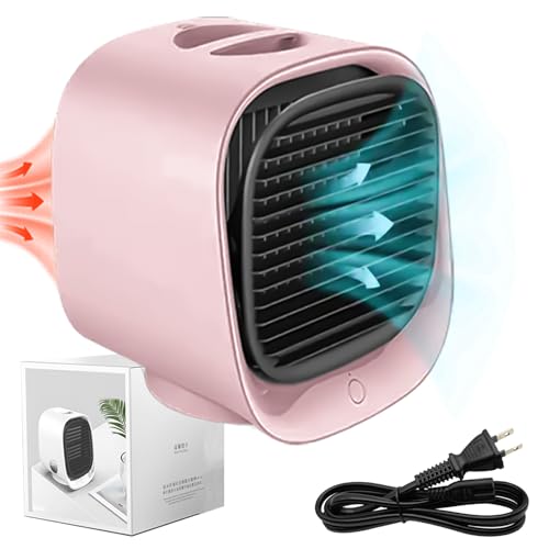 vitalbreezecooler Mobiles Klimagerät mit 3 Geschwindigkeiten – Persönlicher Luftkühler mit 300ml Wassertank, LED-Nachtlicht & verstellbarem Luftstrom für Zuhause, Büro, Schreibtisch (Pink) von AngLink
