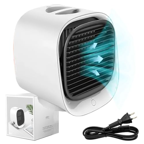 vitalbreezecooler Mobiles Klimagerät mit 3 Geschwindigkeiten – Persönlicher Luftkühler mit 300ml Wassertank, LED-Nachtlicht & verstellbarem Luftstrom für Zuhause, Büro, Schreibtisch (White) von AngLink