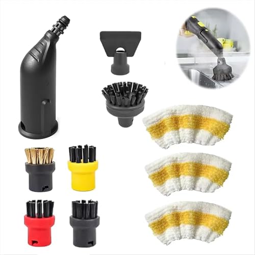 10 Stück für Kärcher Dampfreiniger Zubehör Easyfix SC1 SC2 SC3 SC4 SC5,Rundbürstenset Düse Dampfreiniger Ersatzteile,Kärcher Steam Engine Aufsätze mit Düsen Verlängerungsrohr&Runde Bürsten von Angaekkot