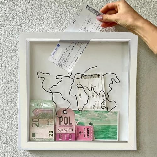Angaekkot Abenteuer-Archivbox,Adventure Archive Box Travel,Reise-Schattenbox mit Schlitz,Abenteuertickets,Ticket-Schattenbox-Toplader-Vitrinenrahmen,Erinnerungsboxen für Andenken (29 * 29cm) von Angaekkot