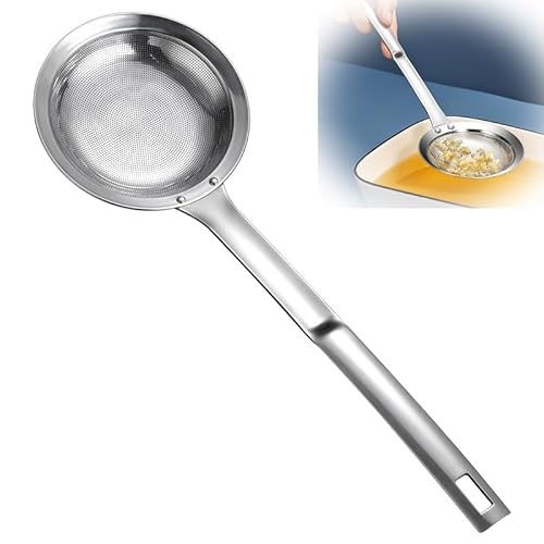 Angaekkot Gittersieb aus Edelstahl,Schaumlöffel Edelstahl,Schaum-abseihlöffel,Schaumkelle,Küchensieb,Edelstahlsieb Feinmaschig, Filter Skims Fat Scum Für Filter Skims Fat Scum (33.3 * 11.2 cm) von Angaekkot