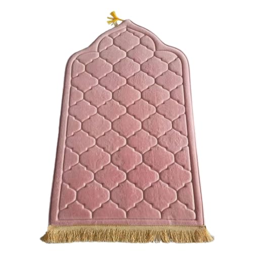 Angaekkot Muslimischer Gebetsteppich - Tragbarer Reise Flanell Teppich Mit Quasten - Weicher Islamischer Teppich Für Frauen Männer - Gebetsmatte Islamisches Geschenk (Rosa) von Angaekkot