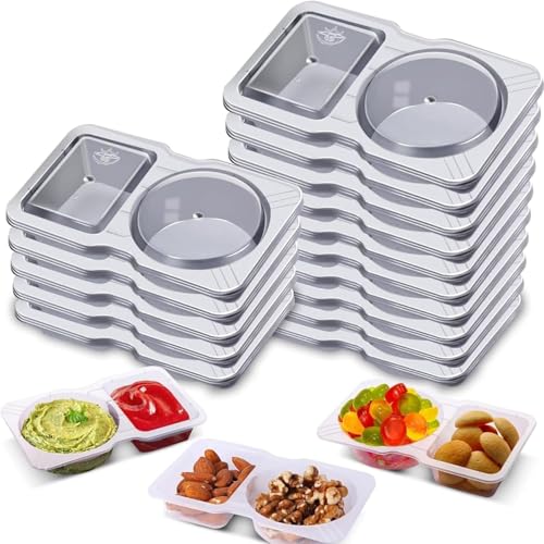 Angaekkot Wiederverwendbare Snackbehälter mit Zwei Fächern und Deckel,Gewürzbehälter,Snack Pack Containers,Salad Dressing Containers,Snack Box mit Fächern,Saucenbehälter für Soßen, Gewürz (20 Stück) Angaekkot Wiederverwendbare Snackbehälter mit Zwei Fächern und Deckel,Gewürzbehälter,Snack Pack Containers,Salad Dressing Containers,Snack Box mit Fächern,Saucenbehälter für Soßen, Gewürz (20 Stück) von Angaekkot