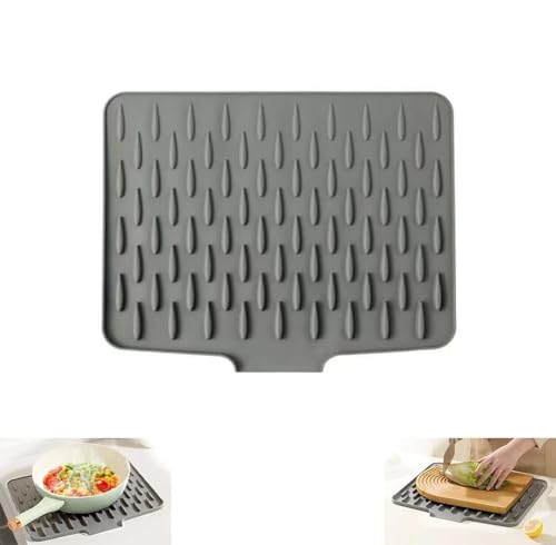 Auslaufsicherer Arbeitsplattenschutz Silikon Abtropfmatte für Geschirr, Hitzebeständige & Rutschfeste Küchenmatte mit Wasserumleitung, Tropffreies Abtrocknen & Arbeitsplatte Schutz (Große-1pcs) von Angaekkot