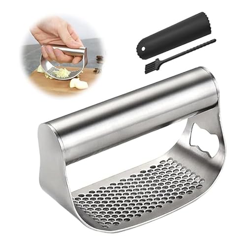 Edelstahl Knoblauchpresse,Garlic Press,Knoblauchwippe,Robuster Edelstahl-Knoblauchwolf,Knoblauchpresse Wippe,Knoblauchwippe aus Rostfreiem Edelstahl zum Zerkleinern von Knoblauch (1PCS) von Angaekkot