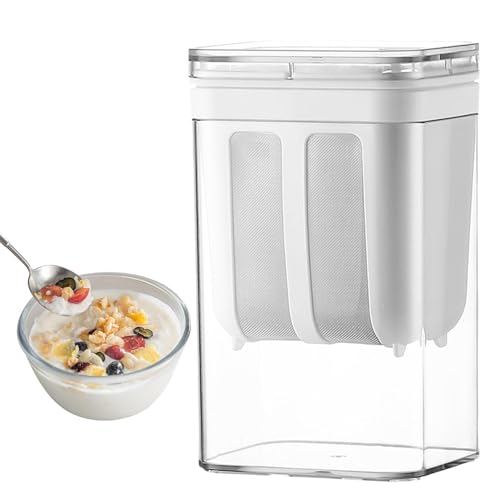 Griechisches Joghurtsieb Waschbar - 1100ml Joghurtbereiter Mit Edelstahl Netzsiebe - Joghurt Molke Separator Frischkäsebereiter Greek Yogurt Strainer Macht Dicken Cremigen Griechischen Joghurt von Angaekkot