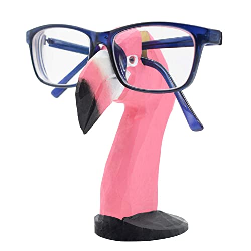 Lustige Tier Brillenhalter Aus Holz - Handgeschnitzt Brillenständer Tierform Sonnenbrillenhalter - Kreative Brillenablage Gläser Aufbewahrung Dekoration Für Zuhause, Büro, Schreibtisch (Flamingo) von Angaekkot