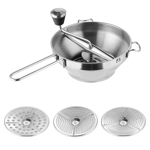 Angaekkot Passiergerät Passiermühle Mit 3 Stück Siebeinsatz - Passiermühle Für Suppe Marmelade Brei Saucen - Mühle Presse Passiersieb Zum Pürieren Abseihen Und Reiben Von Obst Und Gemüse von Angaekkot