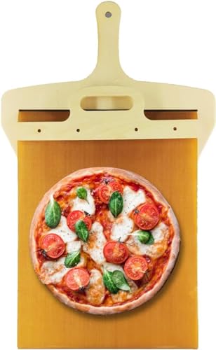Sliding Pizza Peel,50 x 30cm Verschiebbarer Pizzaschaufel,Der Pizzaschieber, Der Pizza Perfekt Uberträgt, mit Griff,Antihaft Pizza Schale,Pizza Zubehör von Angaekkot