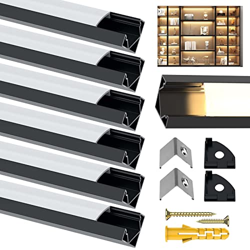Angdarun LED Profil,LED Aluminium Profil 10x1m V-Form Alu Profile für Led Streifen/Stripes/Stripe/Strip Endkappen (1M-10V-HB) von Angdarun