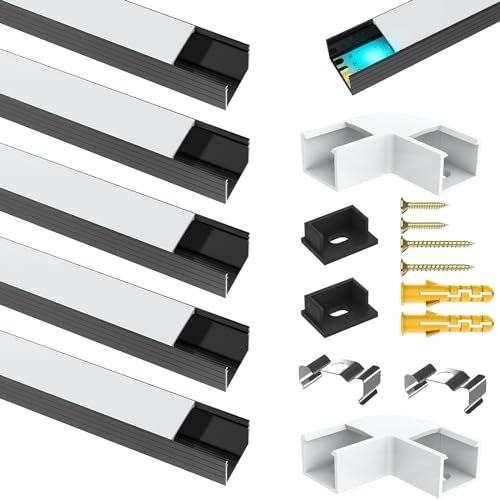 LED Profil 6 Pack X1m, LED Aluminium Profi für Philips Hue LED Streifen/Strips/LED Band, Led Profile U-Form für LED Kanal/Led Schiene, für bis zu 16mm Streifen-Lichter, für die decke,Schaukasten von Angdarun