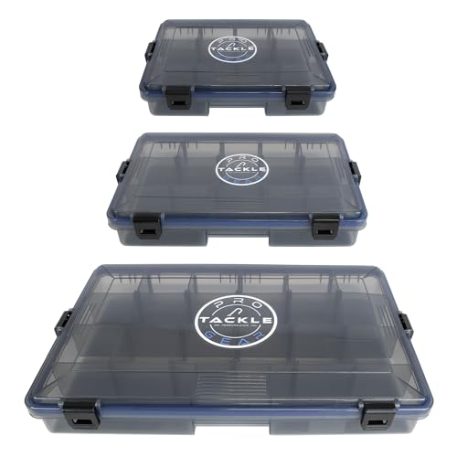 Köderbox Pro Tackle Lure Box Shallow Köderbox Kunstköderbox Tacklebox Angelbox zum Angeln, grau, wasserdicht verschiedene Größen (3er Set (S + M + L)) von Angel Domäne