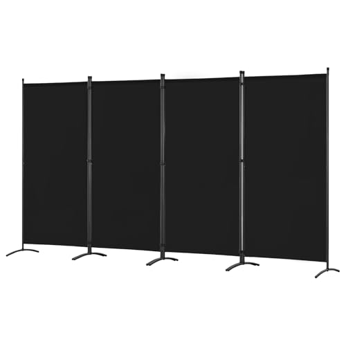 Angel Living Paravent 4 Teilig,Trennwand Raumteiler Paravent raumteiler innen Sichtschutz Wandschirm für Büros Balkon Schlafzimmer Außengarten 324x170cm Schwarz von Angel Living