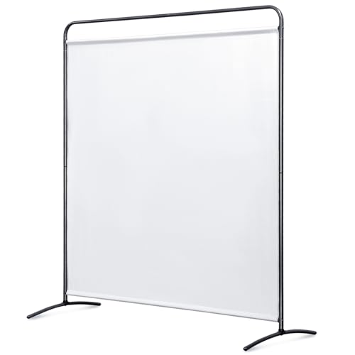 Angel Living Paravent 1 Teilig Raumteiler Freistehend Sichtschutzwand Raumteiler Stellwand Trennwand Sichtschutz für Büros, Balkon,Schlafzimmer,Außengarten,162 x 174cm (Weiß) von Angel Living