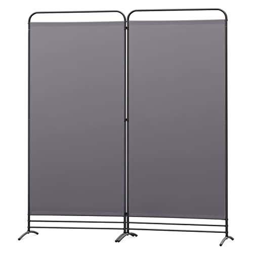 Angel Living Paravent 2 Teilig Klappbar Raumteiler Freistehend Sichtschutzwand Raumteiler Stellwand Trennwand Sichtschutz für Büros, Balkon,Schlafzimmer,Außengarten, 162cm x 180cm Grau von Angel Living