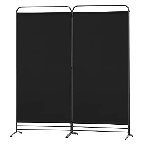 Angel Living Paravent 2 Teilig Klappbar Raumteiler Freistehend Sichtschutzwand Raumteiler Stellwand Trennwand Sichtschutz für Büros, Balkon,Schlafzimmer,Außengarten, 162 x 180cm Schwarz von Angel Living